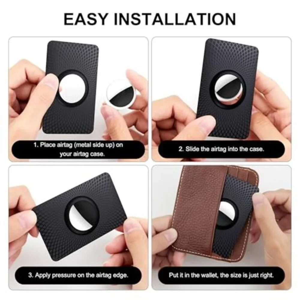 Ultra Thin AirTag Card Holder ABS PC Slim Wallet Insert Tracker Case 2 Pack